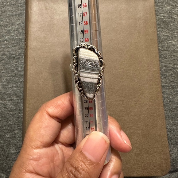 Zebra Calcite 925 Silver Plated Ring - Picture 8 of 8